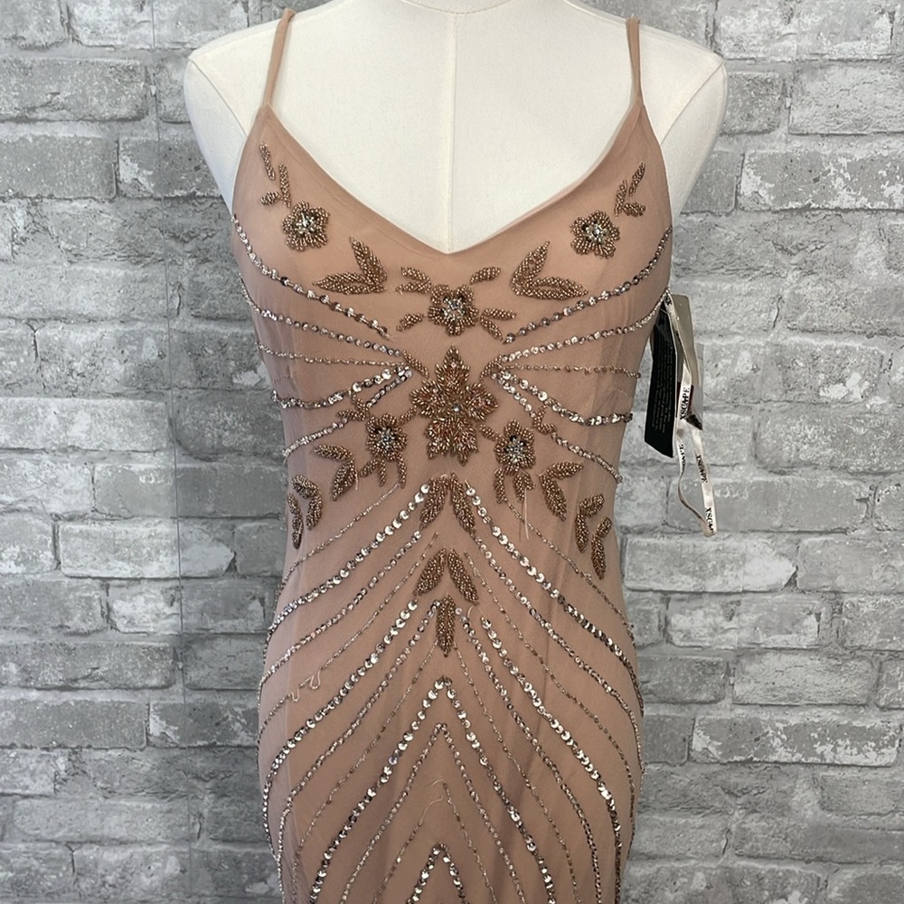 Xscape Blush Beaded Mesh Maxi Dress - Picture 2 of 13